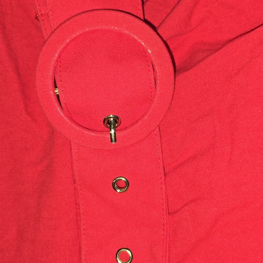 Oddy Red Cotton Polyester Elastic Bust Midi Apron Dress Womens Size Large NWT - Picture 9 of 11